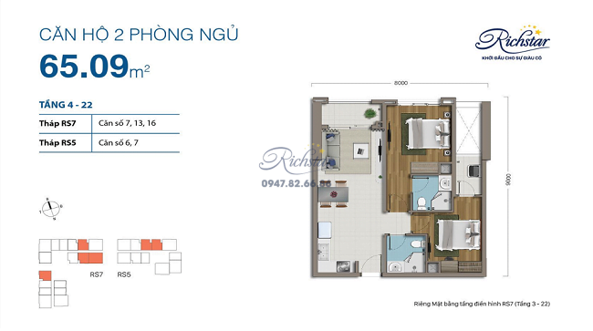 Mặt bằng căn hộ Richstar