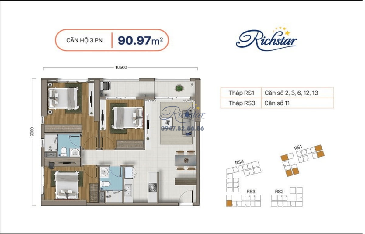 Mặt bằng căn hộ Richstar